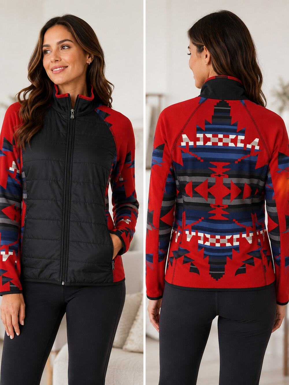 Lauren Ralph Lauren L-RL VTG Y2K Active  SZ S Southwestern Full Zip Jacket
